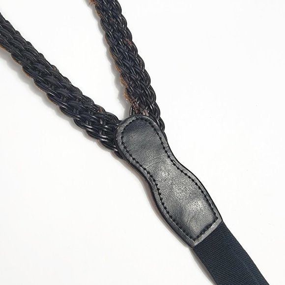 Martin Dingman Braided Leather Button Suspenders Black Very Nice Condition - Picture 4 of 14